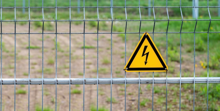 high-voltage-dangerous-electric-sign-fence-warning-sign-yellow-triangle-with-lightning-fence-made-metal-mesh_247934-353